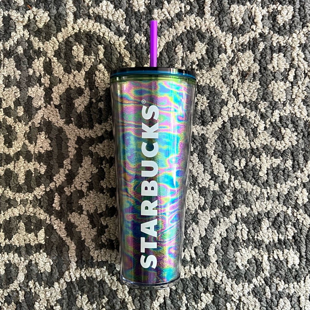 Starbucks 2023 Iridescent Print Rainbow Tumbler with Straw (24 oz)